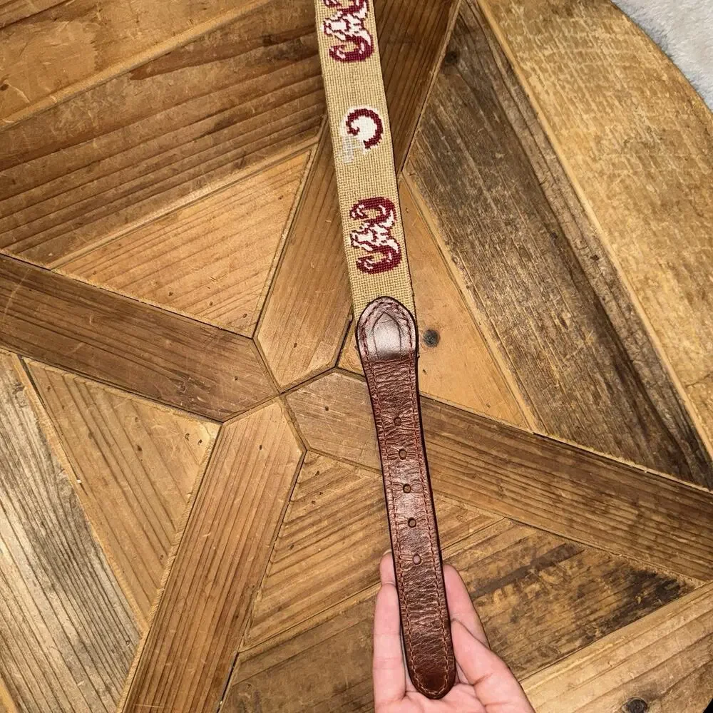 Smathers and Branson Codasco Football Hand Stitched Needlepoint Belt SZ 30 NWT